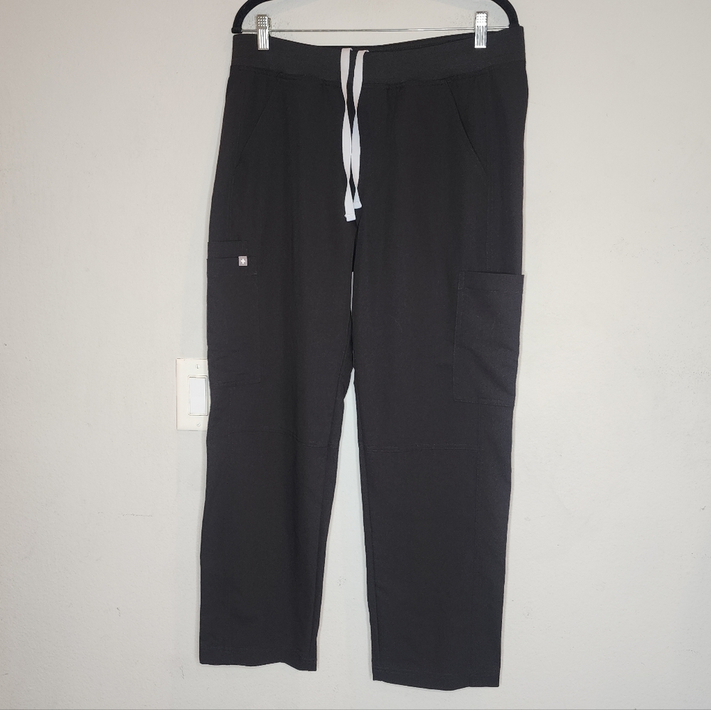 Figs LS Axim Cargo Black Scrub Pants Pull On Men's Size Large Short